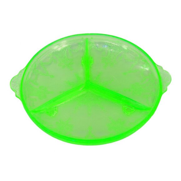 Vintage 1930s Hocking Glass Green Depression Glass Cameo “Ballerina” Divided Rel - Picture 6 of 6